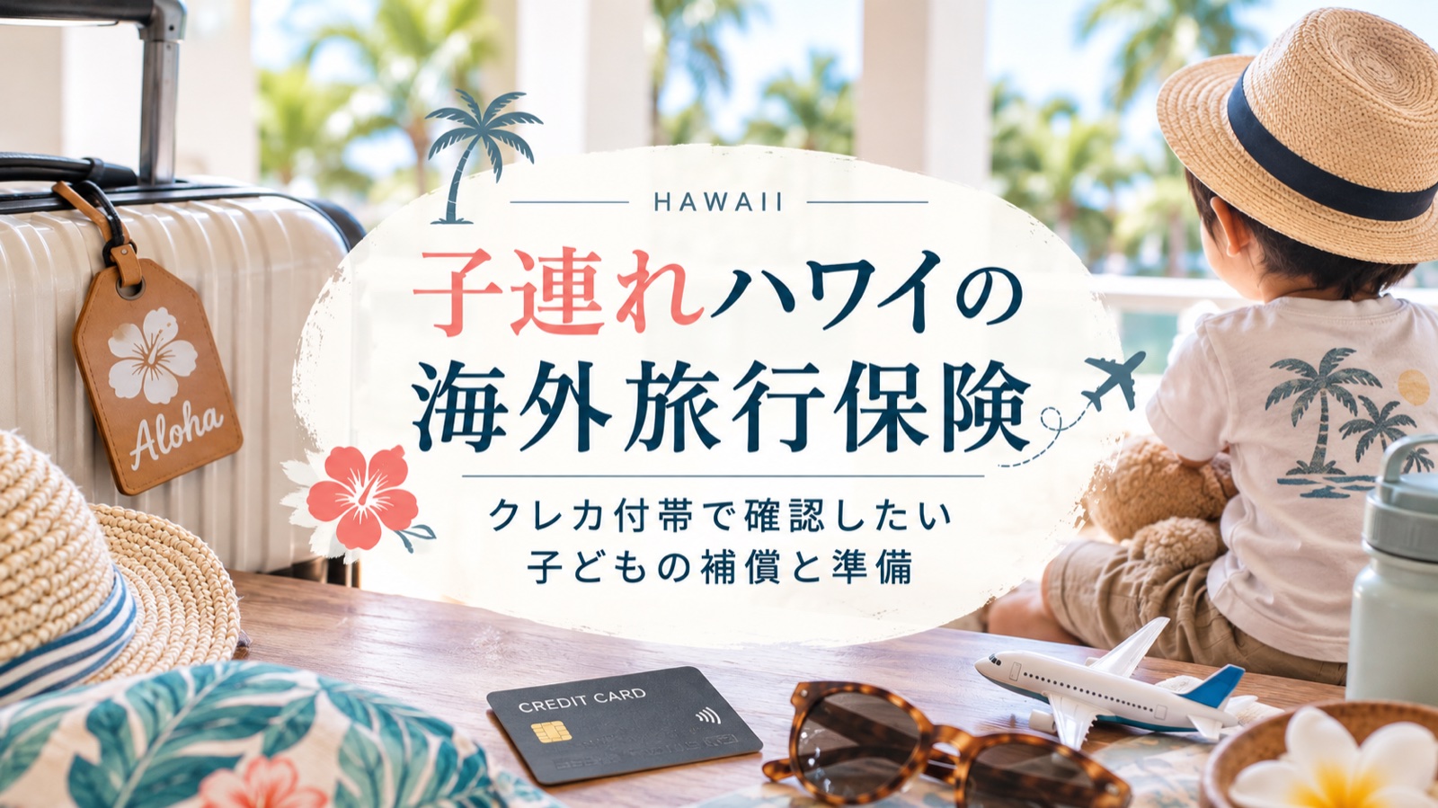 子連れハワイの海外旅行保険とクレジットカード付帯の確認を紹介するアイキャッチ